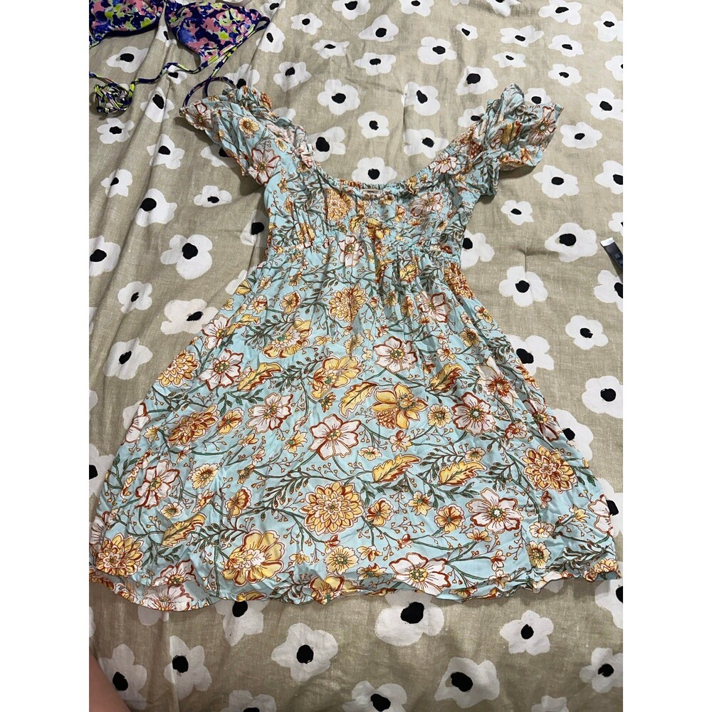 Billabong floral teal mini dress